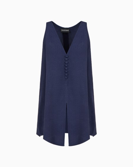 Armani Top con escote de pico de viscosa texturizada Precio de fábrica