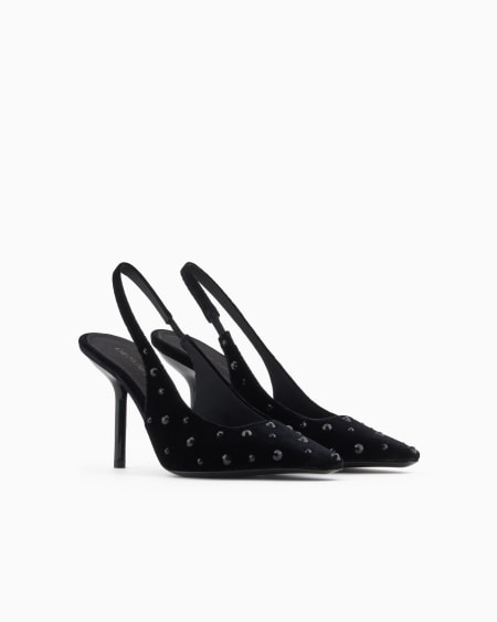 Armani Zapato de salón destalonado de terciopelo con strass Promoción trimestral