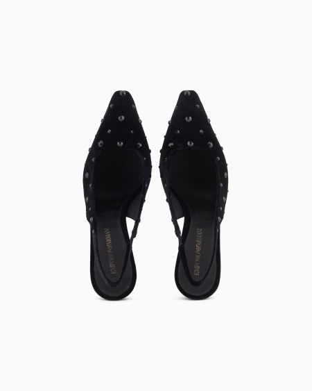 Armani Zapato de salón destalonado de terciopelo con strass Promoción trimestral