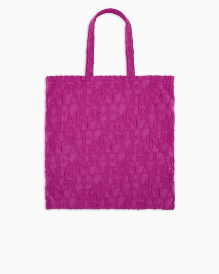 Armani Bolso shopper de playa de tejido con logotipo resaltado tridimensional Descuentos del mes