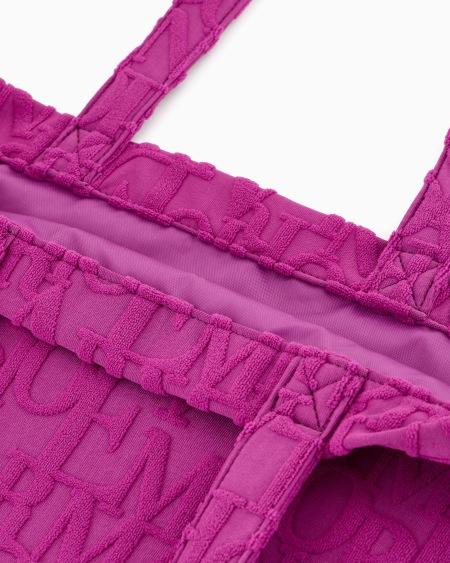 Armani Bolso shopper de playa de tejido con logotipo resaltado tridimensional Descuentos del mes