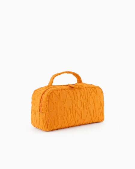 Armani Bolso baúl de playa de tejido con logotipo resaltado tridimensional Última moda