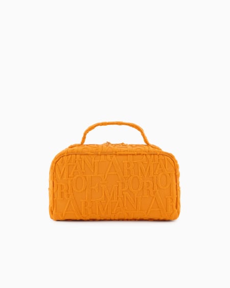 Armani Bolso baúl de playa de tejido con logotipo resaltado tridimensional Última moda