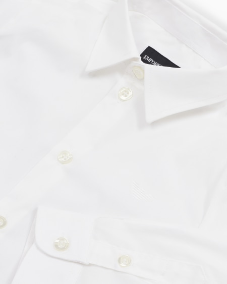 Armani Camisa de popelina con bordado de águila a tono Ofertas de temporada