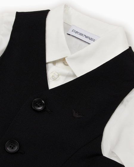 Armani Traje compuesto por camisa chaleco y pantalones de lana fría Grandes ahorros