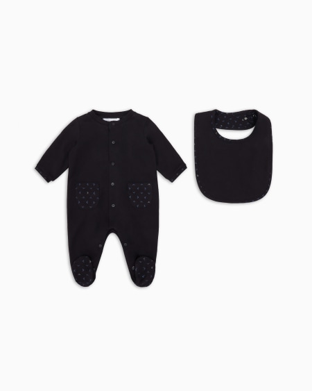 Armani Conjunto para regalo compuesto por mono y babero con motivo de águilas con efecto óptico Precio ultrabajo