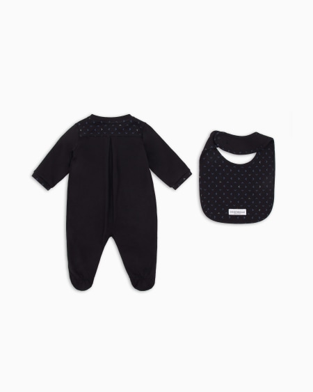 Armani Conjunto para regalo compuesto por mono y babero con motivo de águilas con efecto óptico Precio ultrabajo