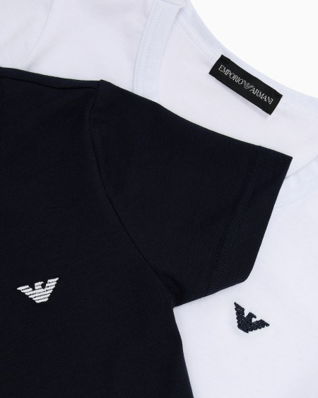 Armani Paquete de dos camisetas de punto con microáguila bordada Venta caliente