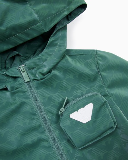 Armani Chaqueta de nailon con capucha y motivo integral de águila Gran oferta