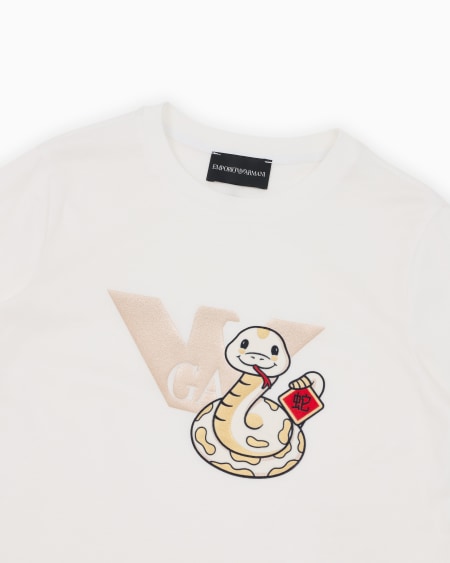 Armani Camiseta de punto de mezcla de lyocell con estampado de serpiente ASV Tienda