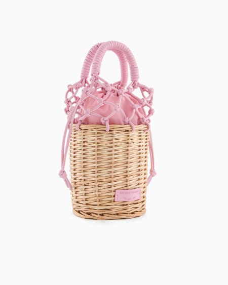 Armani Bolso cubo de mimbre trenzado Rebajas online