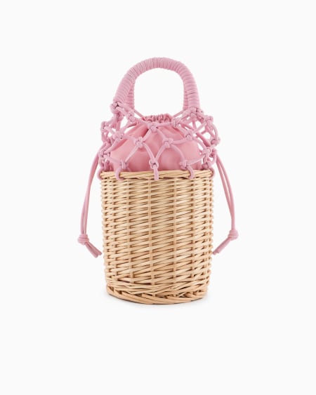 Armani Bolso cubo de mimbre trenzado Rebajas online