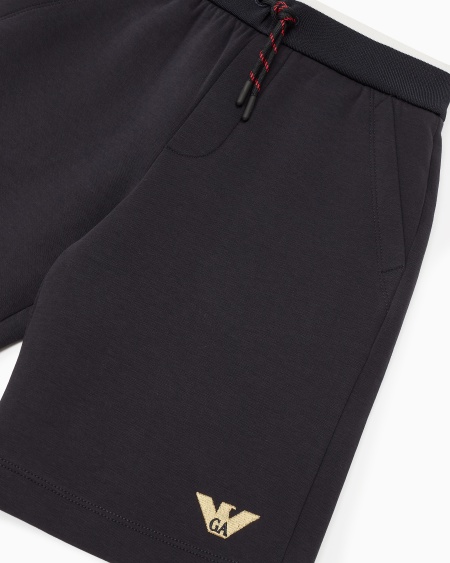 Armani Pantalones cortos de punto doble con cordón y bordado Oferta especial