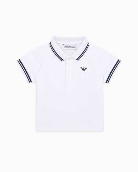 Armani Polo de piqué elástico con bordes a rayas