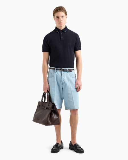 Armani Polo de punto con logotipo en el cuello Oferta especial de fábrica