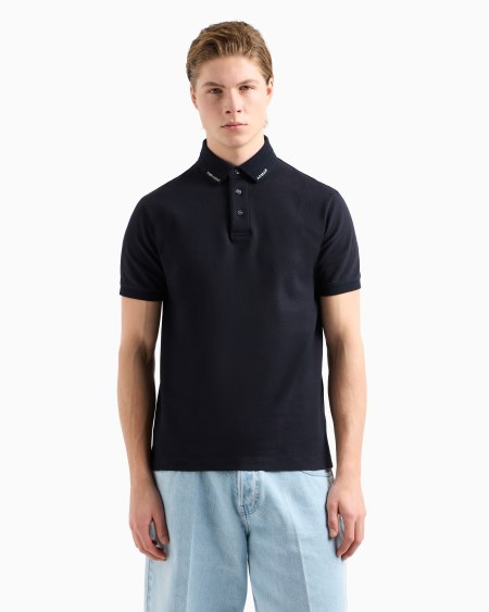 Armani Polo de punto con logotipo en el cuello Oferta especial de fábrica