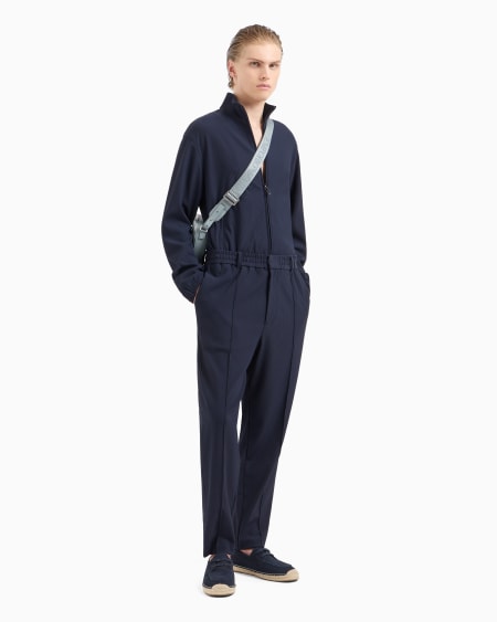 Armani Cazadora con cremallera completa de nailon elástico con efecto canneté Grandes descuentos