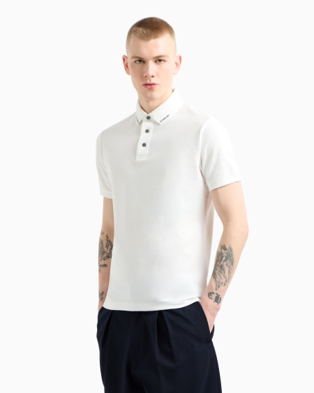 Armani Polo de punto con logotipo en el cuello Envío internacional gratuito
