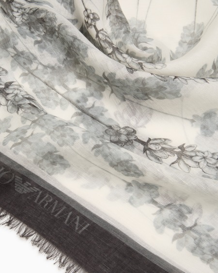 Armani Estola en mezcla de modal y lino con estampado floral Precios de Black Friday