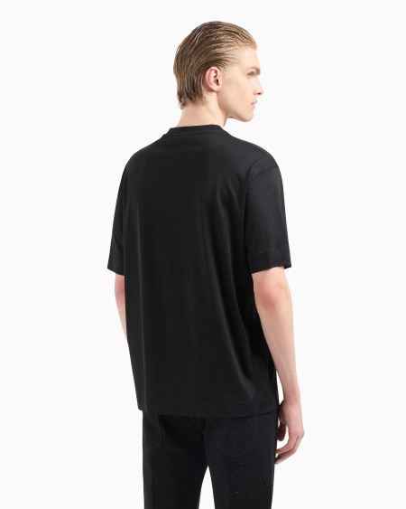 Armani Camiseta de punto de mezcla de lyocell con parche de águila con strass Clubwear ASV Libre de impuestos