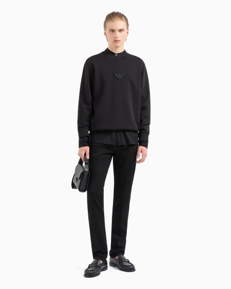 Armani Sudadera de punto con parche de águila con strass Clubwear Oferta exclusiva