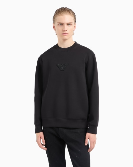 Armani Sudadera de punto con parche de águila con strass Clubwear Oferta exclusiva