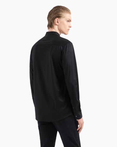 Armani Camisa con cuello de tira de punto de mezcla de lyocell con aplicación integral de strass Clubwear ASV Última moda