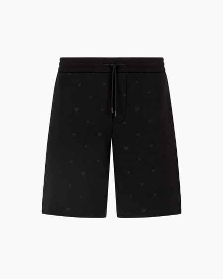 Armani Bermudas de punto doble con microáguilas bordadas por toda la prenda