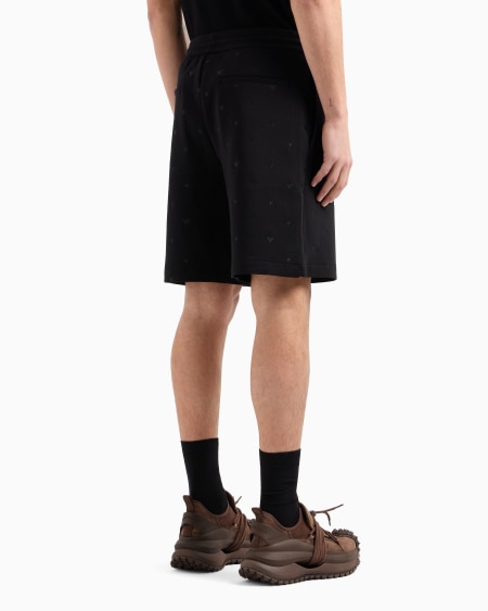 Armani Bermudas de punto doble con microáguilas bordadas por toda la prenda Ofertas de temporada