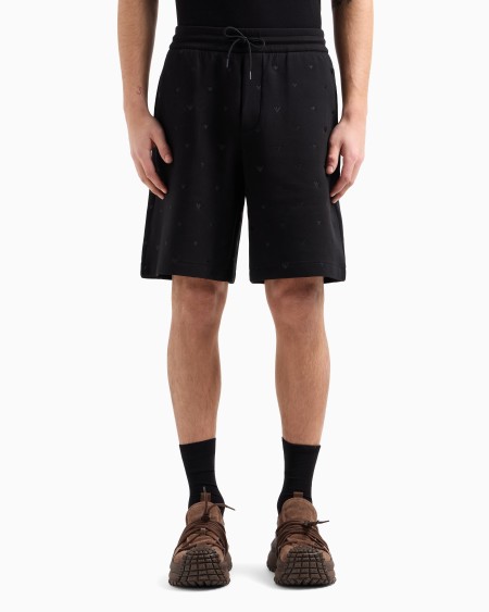 Armani Bermudas de punto doble con microáguilas bordadas por toda la prenda Ofertas de temporada