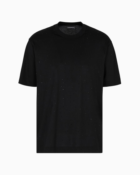 Armani Camiseta de punto de mezcla de lyocell con aplicación integral de strass Clubwear ASV Ofertas especiales