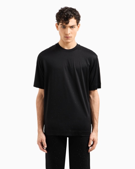 Armani Camiseta de punto de mezcla de lyocell con aplicación integral de strass Clubwear ASV Ofertas especiales