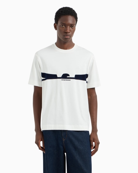 Armani Camiseta de punto con estampado flocado con forma de águila Grandes ahorros