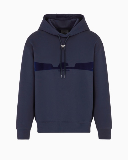 Armani Sudadera con capucha de punto doble con estampado flocado con forma de águila Rebajas de fin de temporada