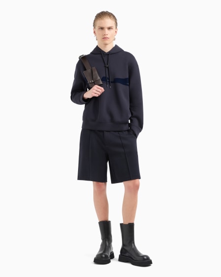 Armani Sudadera con capucha de punto doble con estampado flocado con forma de águila Rebajas de fin de temporada