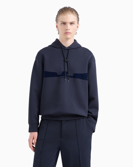 Armani Sudadera con capucha de punto doble con estampado flocado con forma de águila Rebajas de fin de temporada