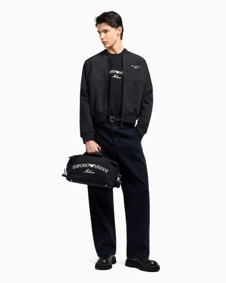 Armani Sudadera de punto doble con logotipo bordado Rebajas