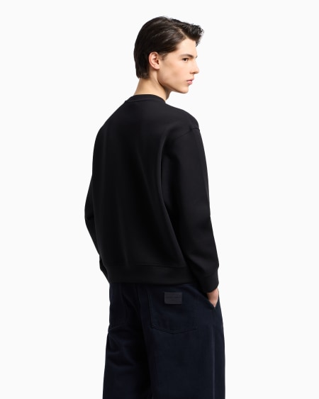 Armani Sudadera de punto doble con logotipo bordado Rebajas