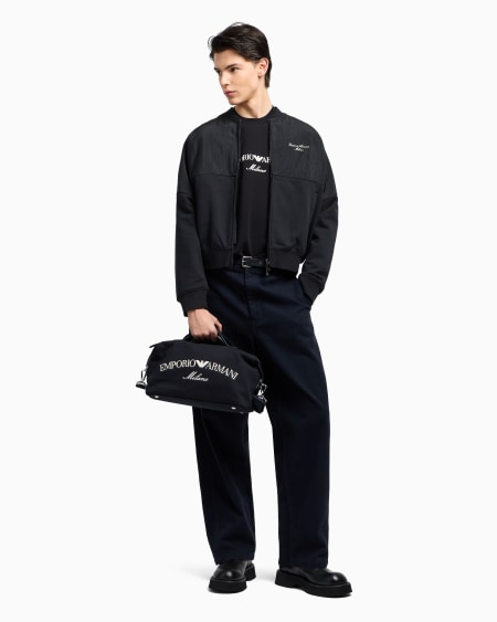 Armani Sudadera tipo cárdigan de nailon y punto de felpa con logotipo bordado Ofertas