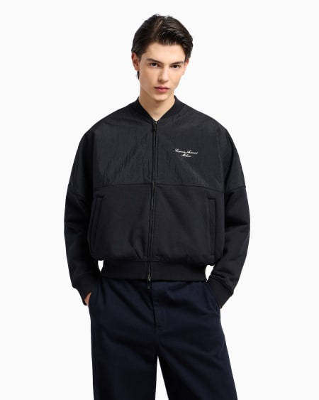 Armani Sudadera tipo cárdigan de nailon y punto de felpa con logotipo bordado Ofertas