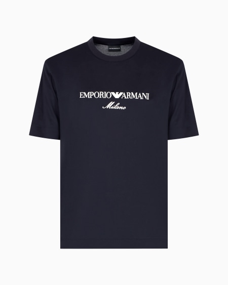 Armani Camiseta de punto de mezcla de lyocell con logotipo bordado ASV En oferta