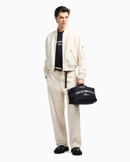 Armani Camiseta de punto de mezcla de lyocell con logotipo bordado ASV En oferta