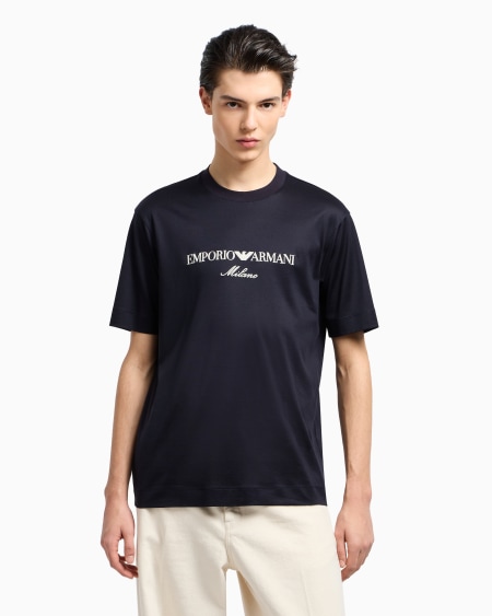 Armani Camiseta de punto de mezcla de lyocell con logotipo bordado ASV En oferta