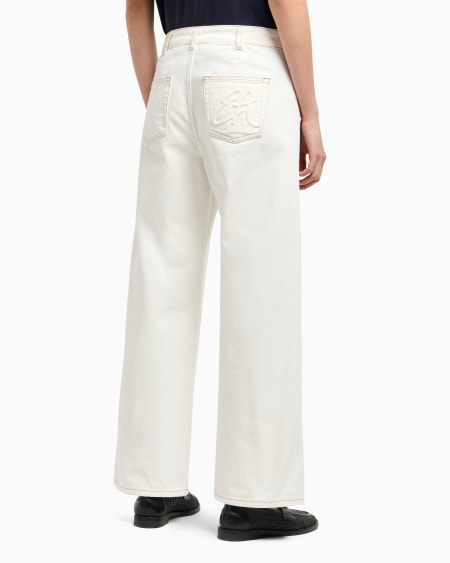 Armani Vaqueros J33 de cintura media y pernera ancha y cropped de bull teñido en prenda Rebajas de fábrica