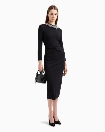 Armani Vestido con detalle trenzado de punto Milano Ventas relámpago