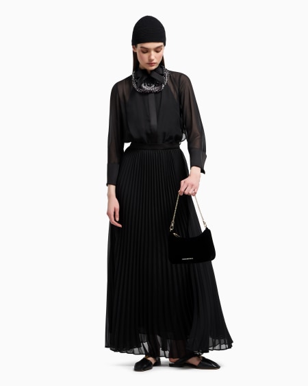 Armani Vestido largo efecto dos piezas de georgette técnico Tienda