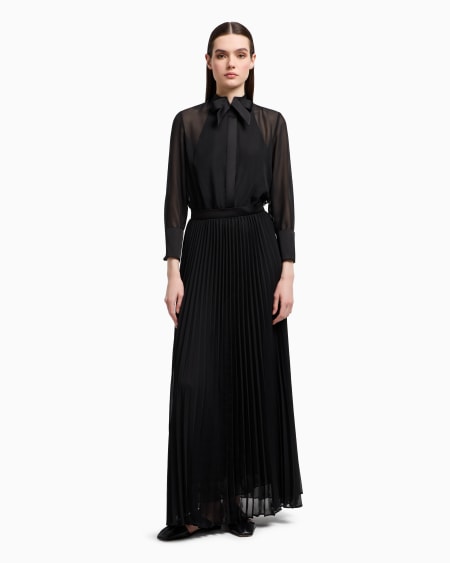 Armani Vestido largo efecto dos piezas de georgette técnico Tienda