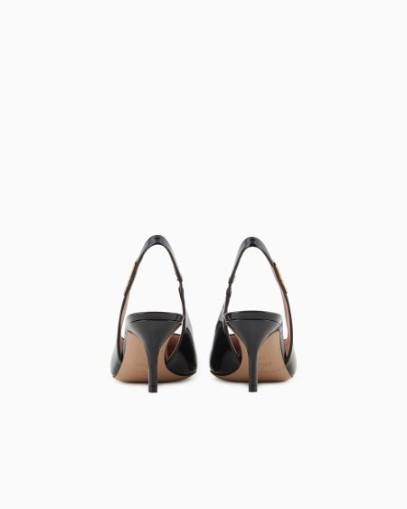 Armani Zapato de salón destalonado de charol con placa de águila Mejor oferta