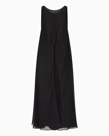 Armani Vestido largo con panel delantero de georgette técnico Rebajas online
