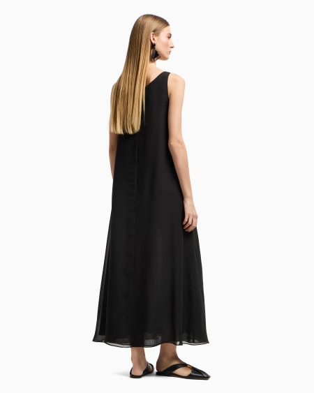 Armani Vestido largo con panel delantero de georgette técnico Rebajas online